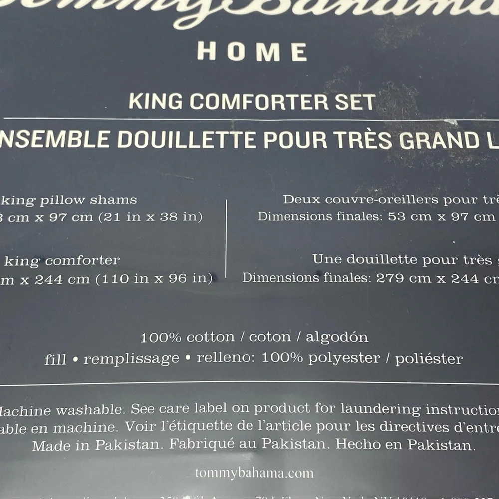 Tommy Bahama King Bedding Set Comforter & 2 Pillow Shams Indigo Floral